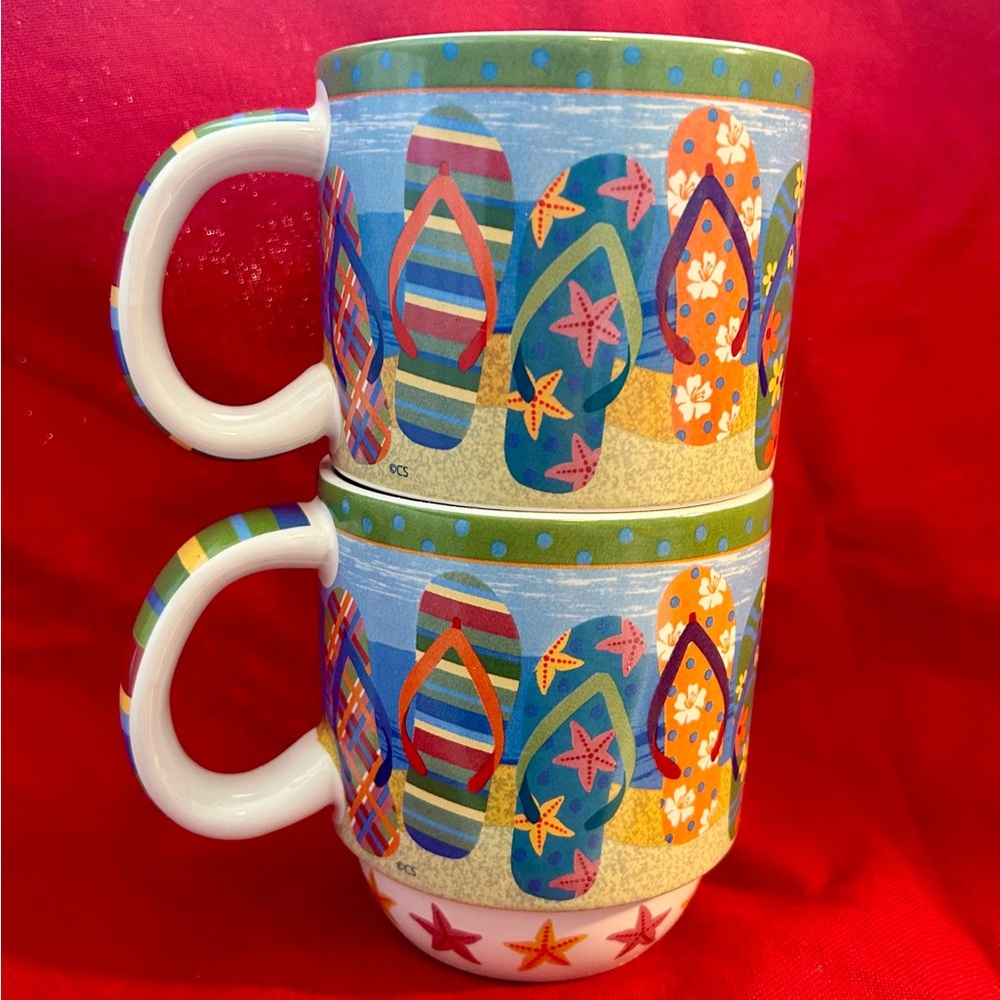 Colorful Flip-Flop Design Stacking Mugs